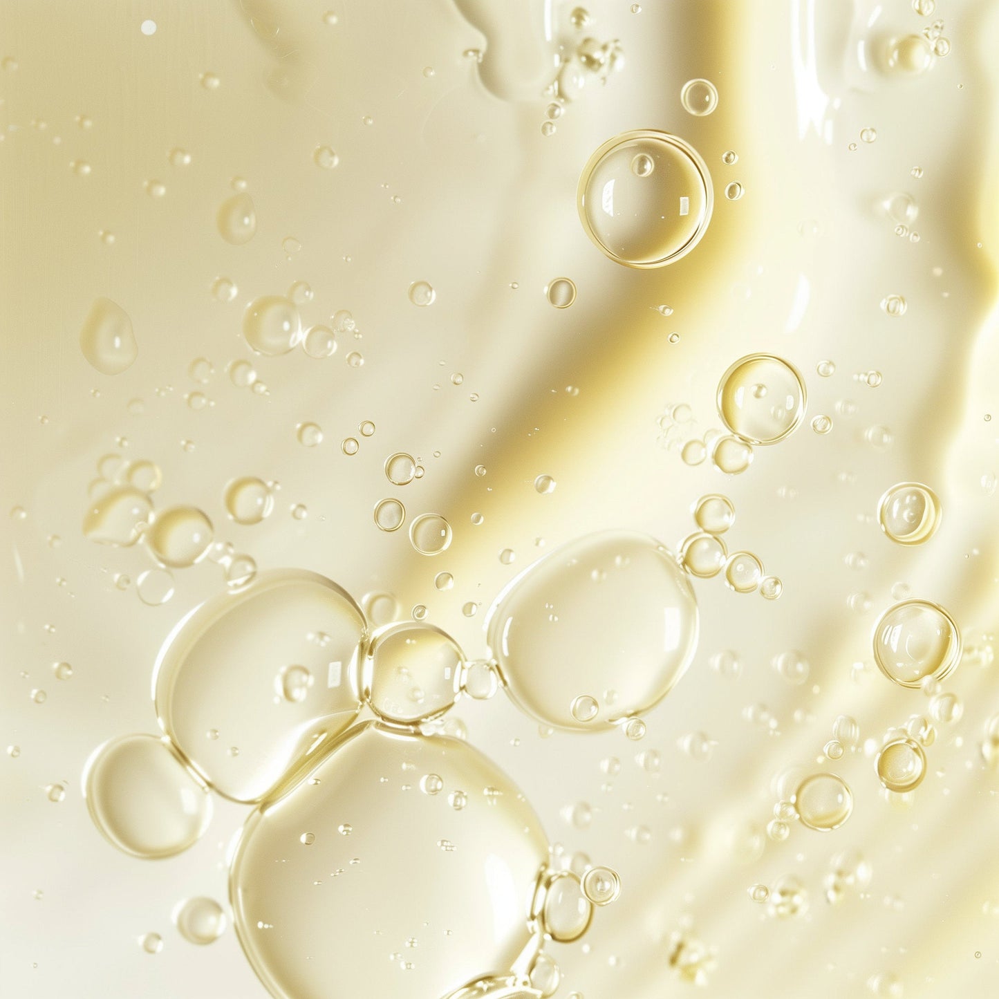 Close-up of oil droplets on a liquid surface with a soft focus