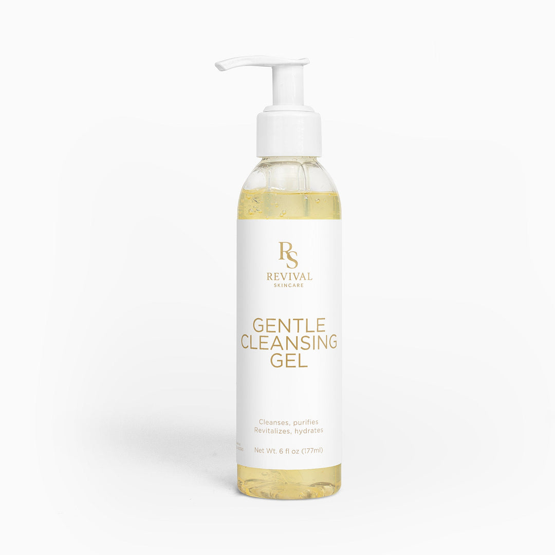 Bottle of Revival Skincare Gentle Cleansing Gel on a white background